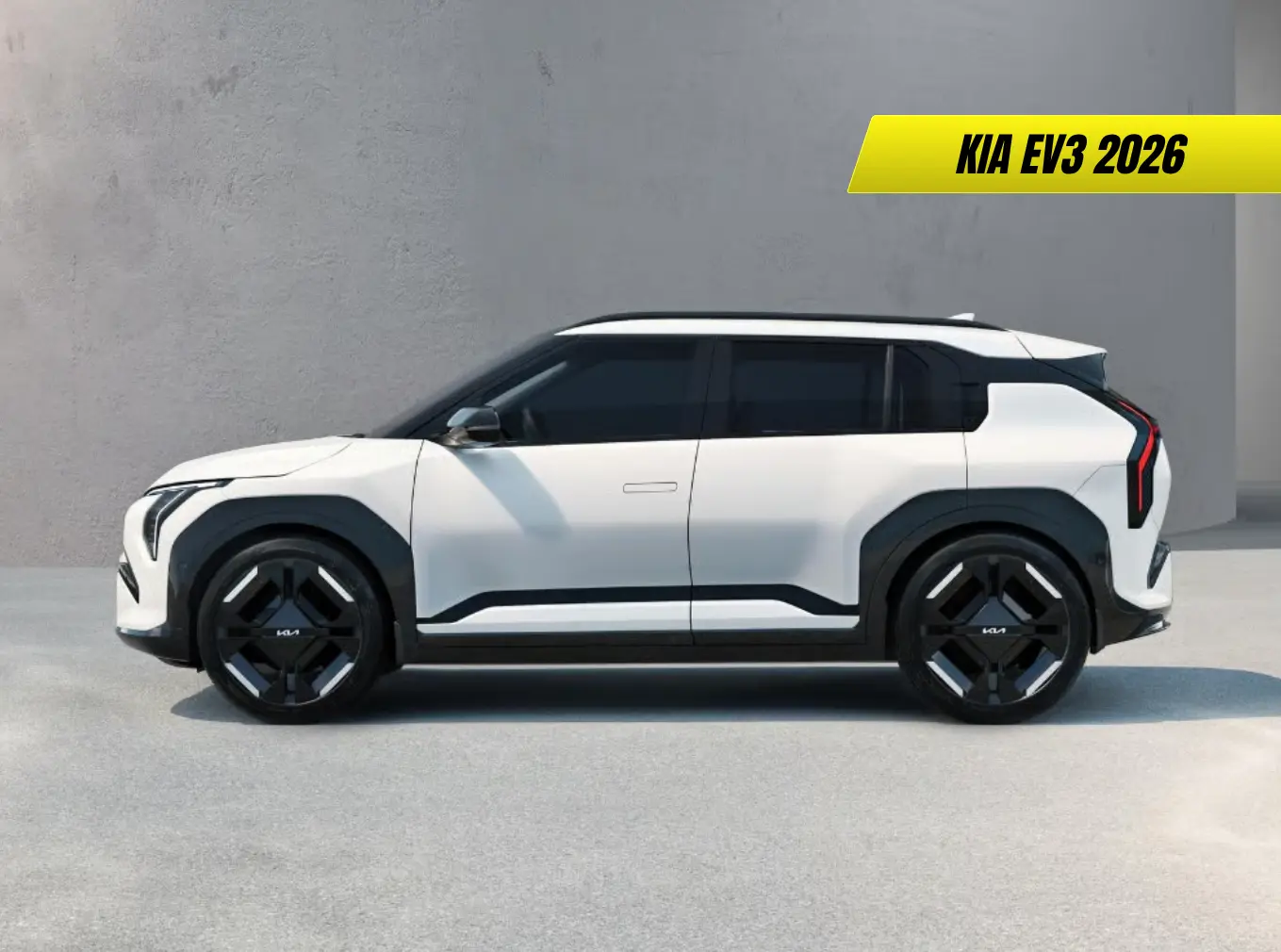 Kia EV3 2026 parked in an urban setting, showcasing its compact yet modern design